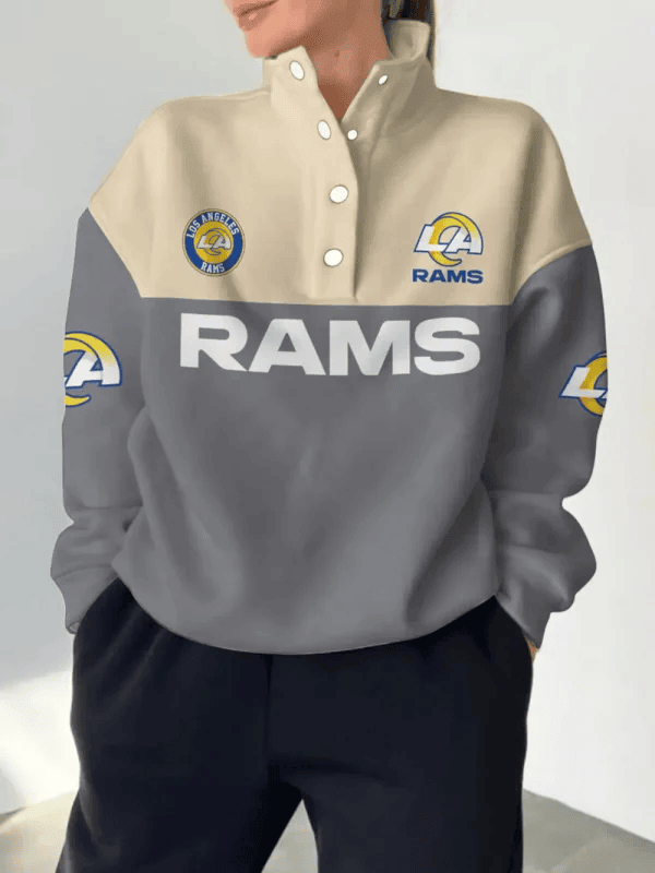 Los Angeles Rams New Design Casual Snap Mockneck Pullover Sweatshirt SPTCSMPS044