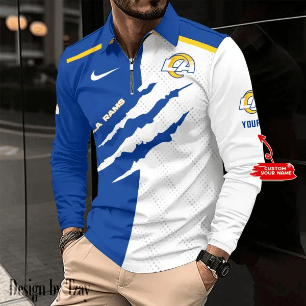 SPTLSPS073- Los Angeles Rams Long Sleeve Zip | Polo Shirt DV7