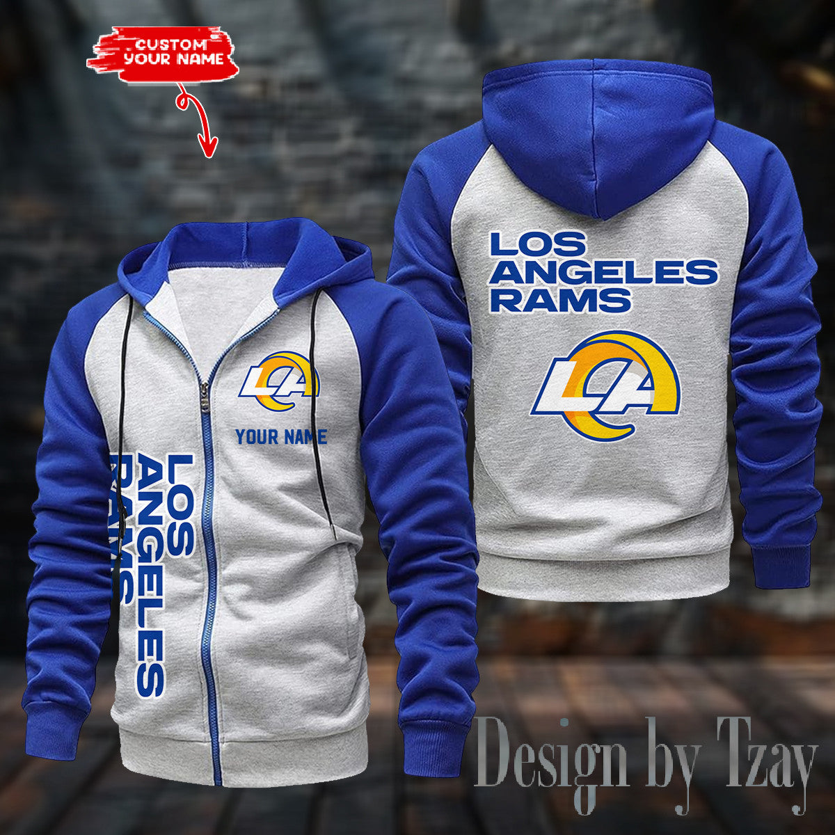 Los Angeles Rams Zip-Up Color Block Hoodie ANZ2DZH083
