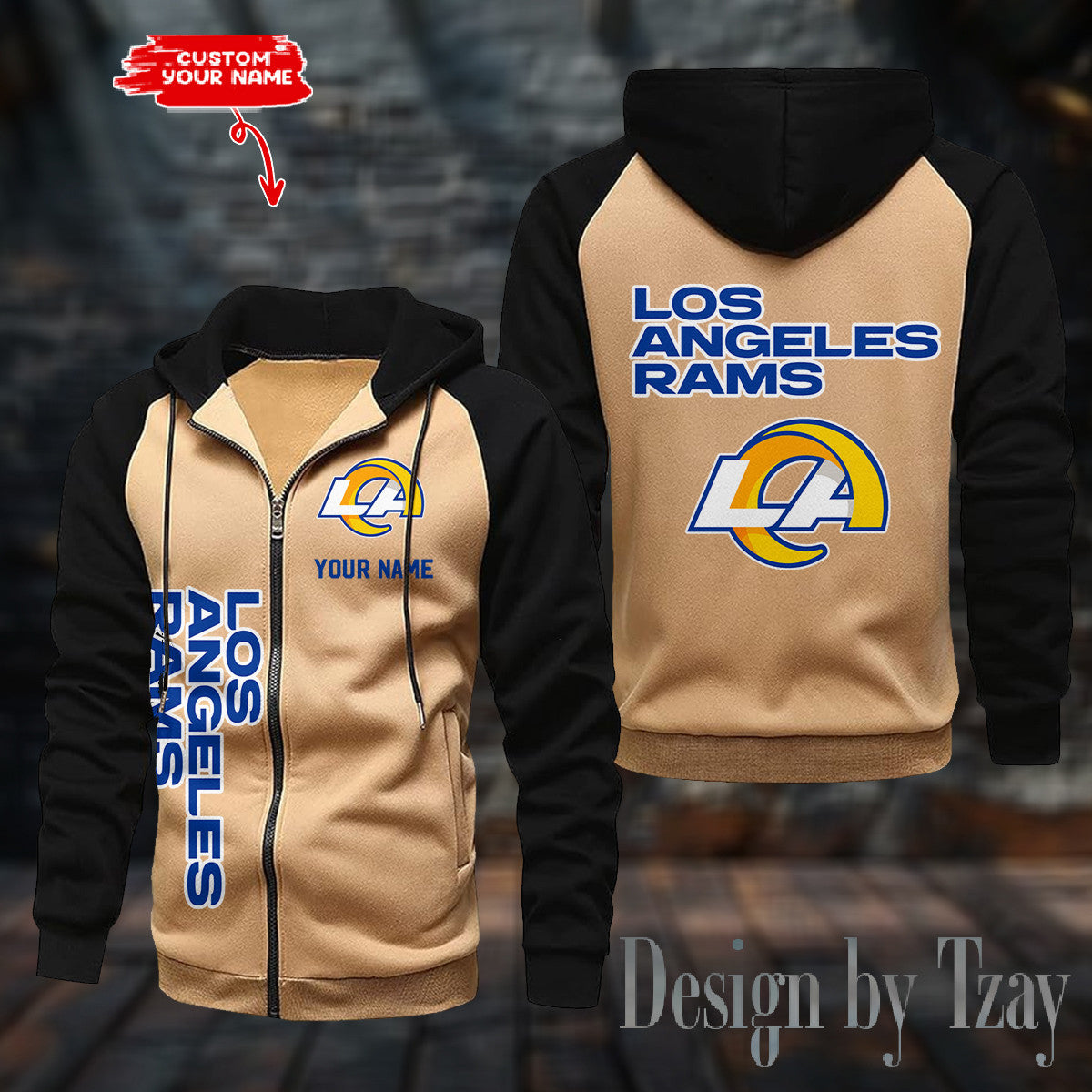Los Angeles Rams Zip-Up Color Block Hoodie ANZ2DZH083