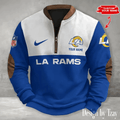 S9MPZNS128-Los Angeles Rams Premium Personalized Game-Day Quarter-Zip