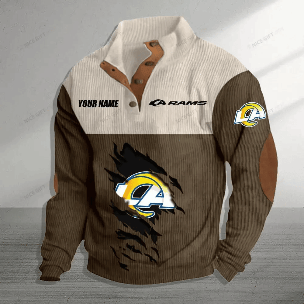 NFL Los Angeles Rams Color Block Stand Collar Sweatshirt CBSCS-K4B1S8