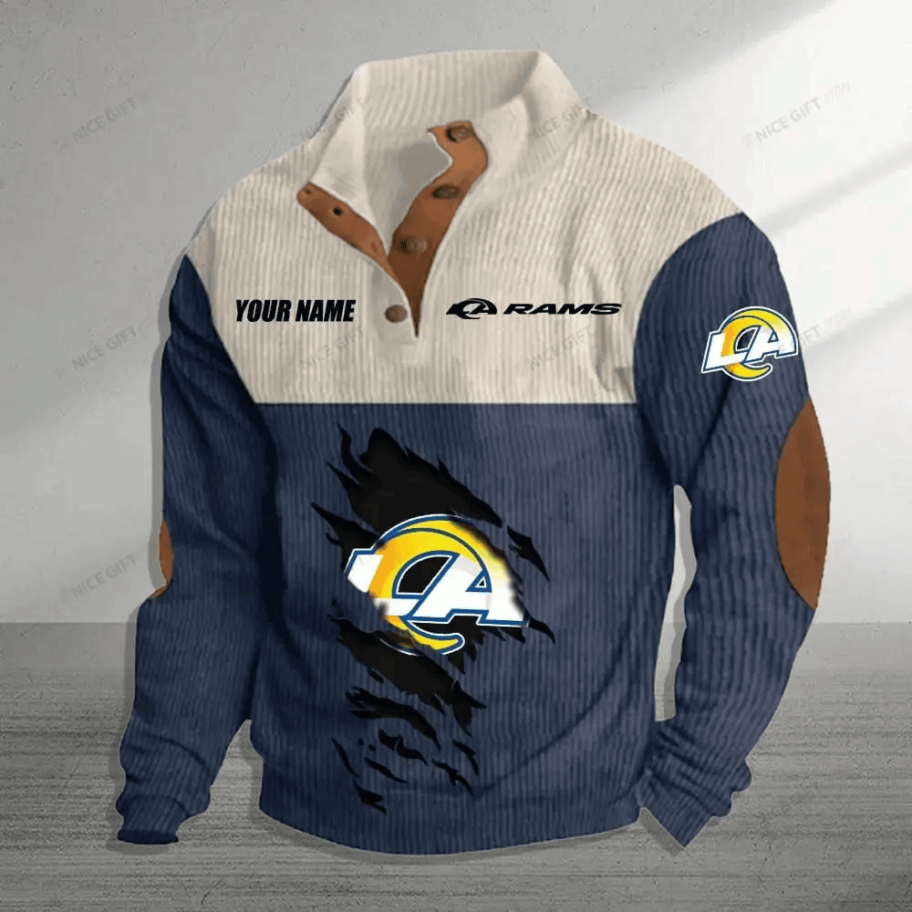NFL Los Angeles Rams Color Block Stand Collar Sweatshirt CBSCS-K4B1S8