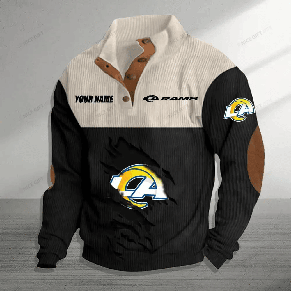 NFL Los Angeles Rams Color Block Stand Collar Sweatshirt CBSCS-K4B1S8