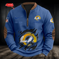 S9MPZNS019-Los Angeles Rams Premium Personalized Game-Day Quarter-Zip