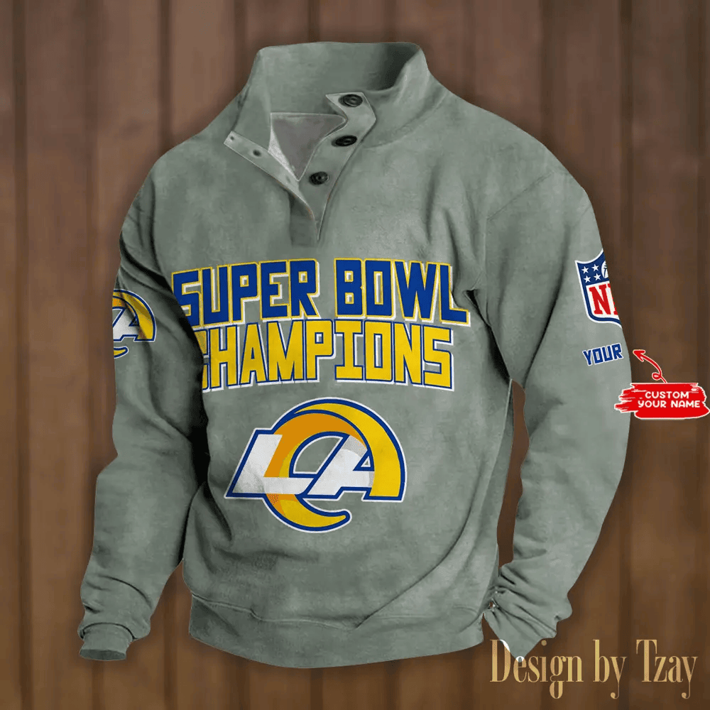 SPTS9DBSCH303 Los Angeles Rams Premium Stand-Collar Game-Day Pullover - Engineered Warmth & Personalized Names DV8
