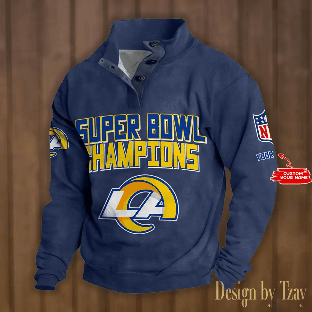 SPTS9DBSCH303 Los Angeles Rams Premium Stand-Collar Game-Day Pullover - Engineered Warmth & Personalized Names DV8