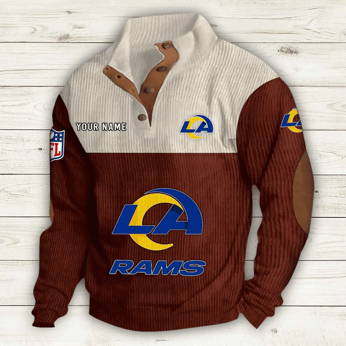 Los Angeles Rams S9DBSCH654 Premium Stand-Collar Game-Day Pullover - Engineered Warmth & Personalized Name