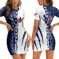 Houston Texans Casual Short Sleeve Bodycon Mini Dress BG108