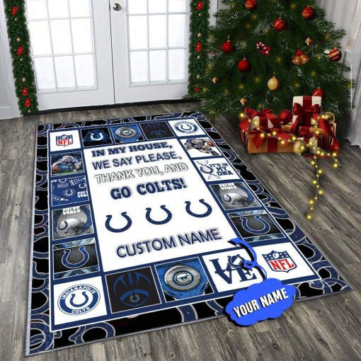 Indianapolis Colts Personalized Premium Rectangle Rug 28
