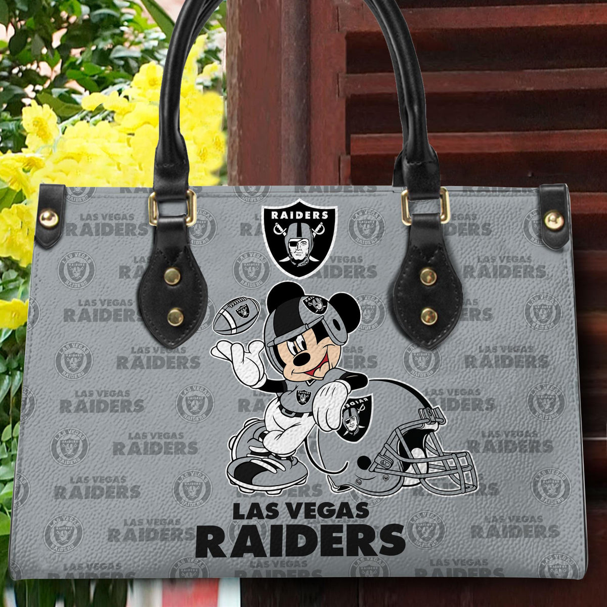 Las Vegas Raiders Personalized Leather Hand Bag BB418