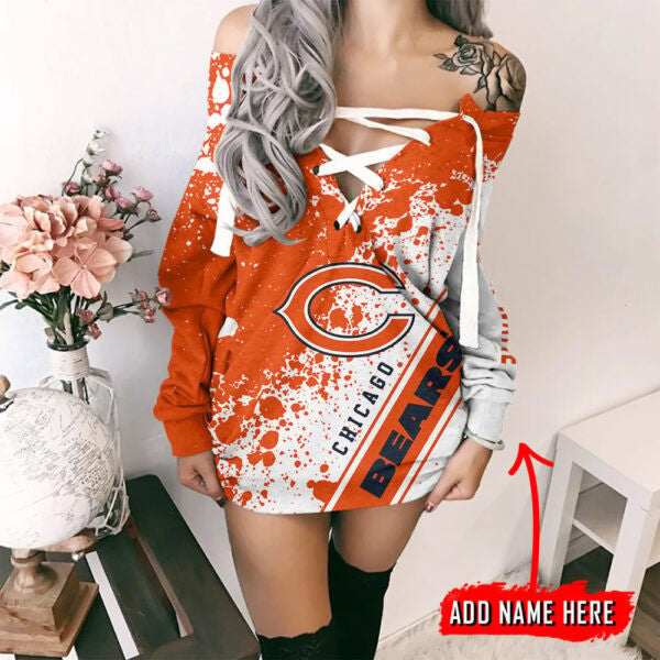 Chicago Bears Personalized Lace-Up Sweatshirt BGLU080