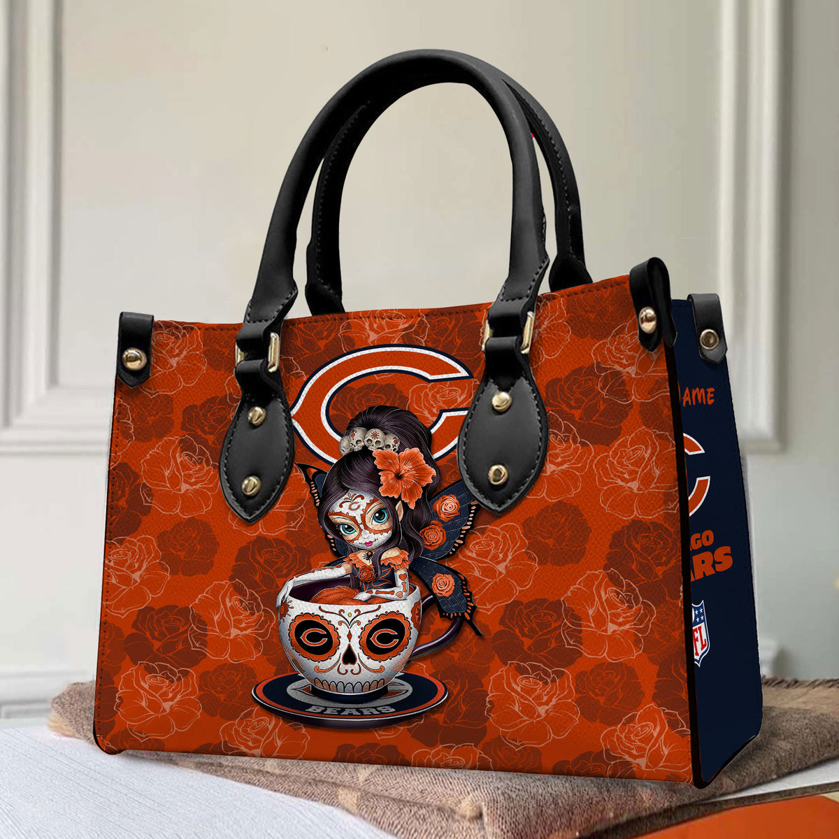 Chicago Bears Personalized Leather Hand Bag BB53