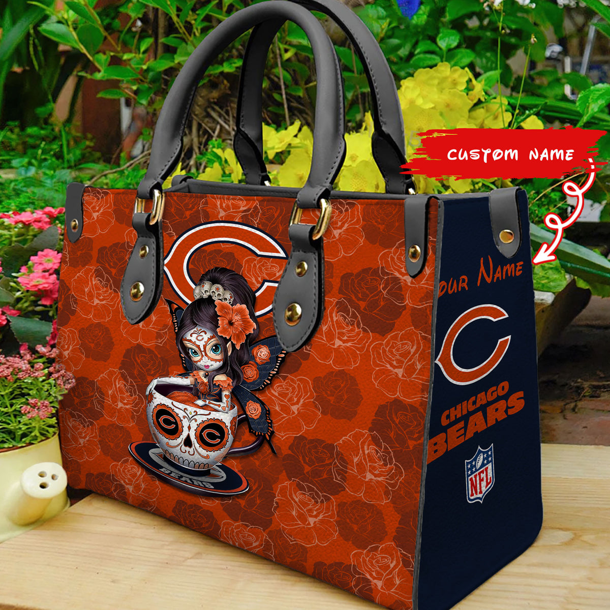 Chicago Bears Personalized Leather Hand Bag BB53