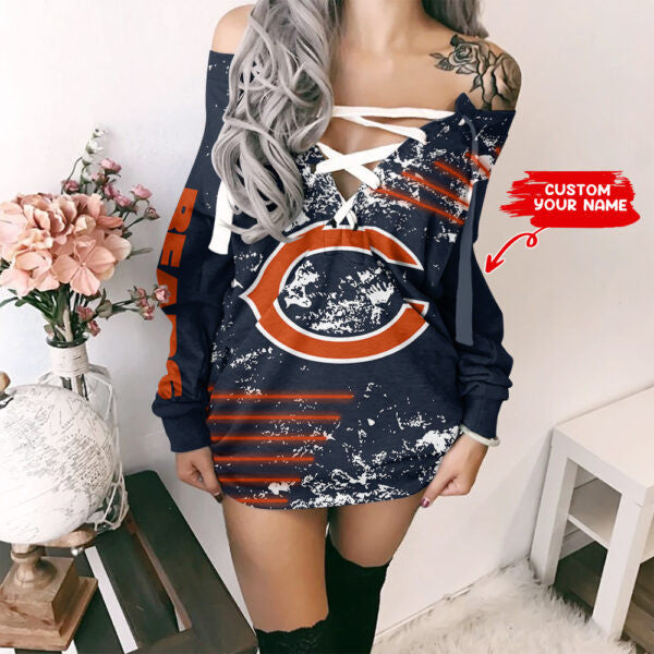 Chicago Bears Personalized Lace-Up Sweatshirt BG23