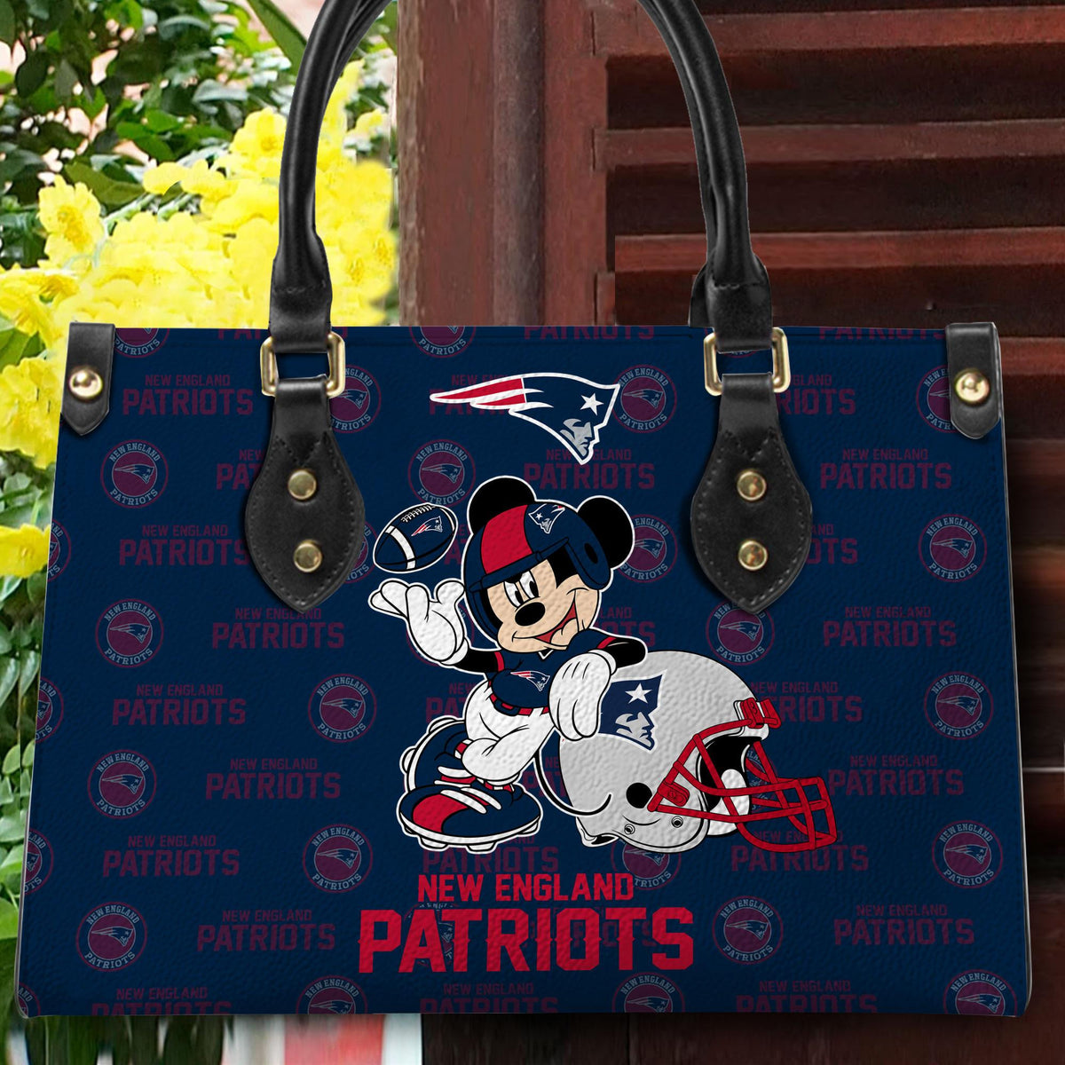 New England Patriots Personalized Leather Hand Bag BB420