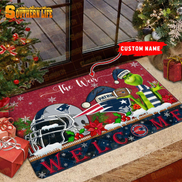 New England Patriots Christmas Personalized Doormat BGDMM559