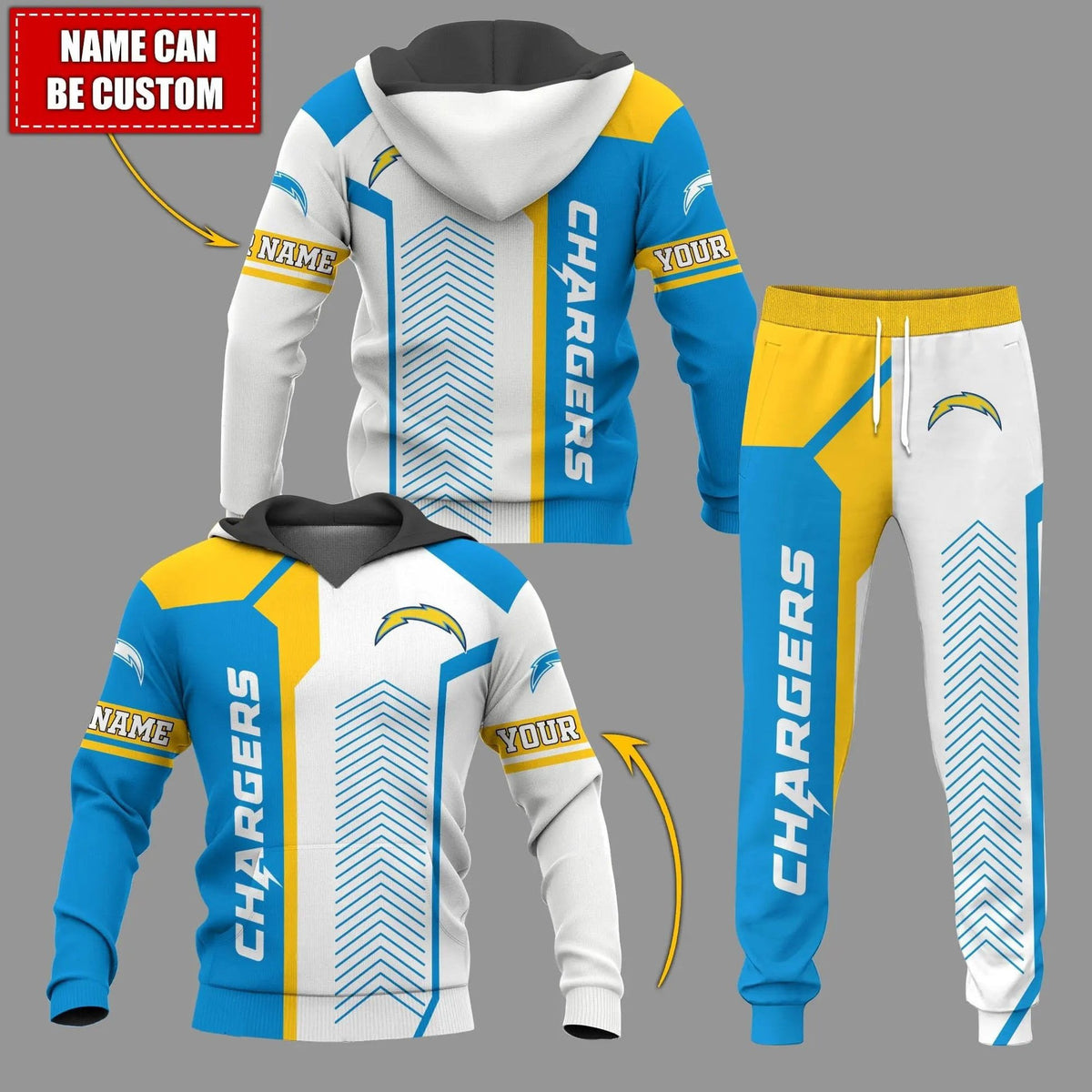 Los Angeles Chargers Personalized Hoodie and Joggers AZCHD967