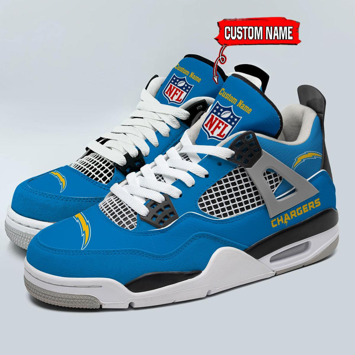 Los Angeles Chargers Personalized AJ4 Sneaker BG324