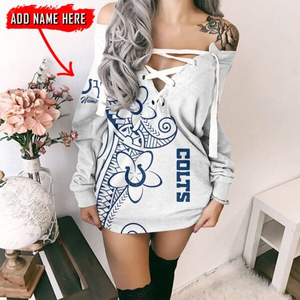 Indianapolis Colts Personalized Lace-Up Sweatshirt BGLU078