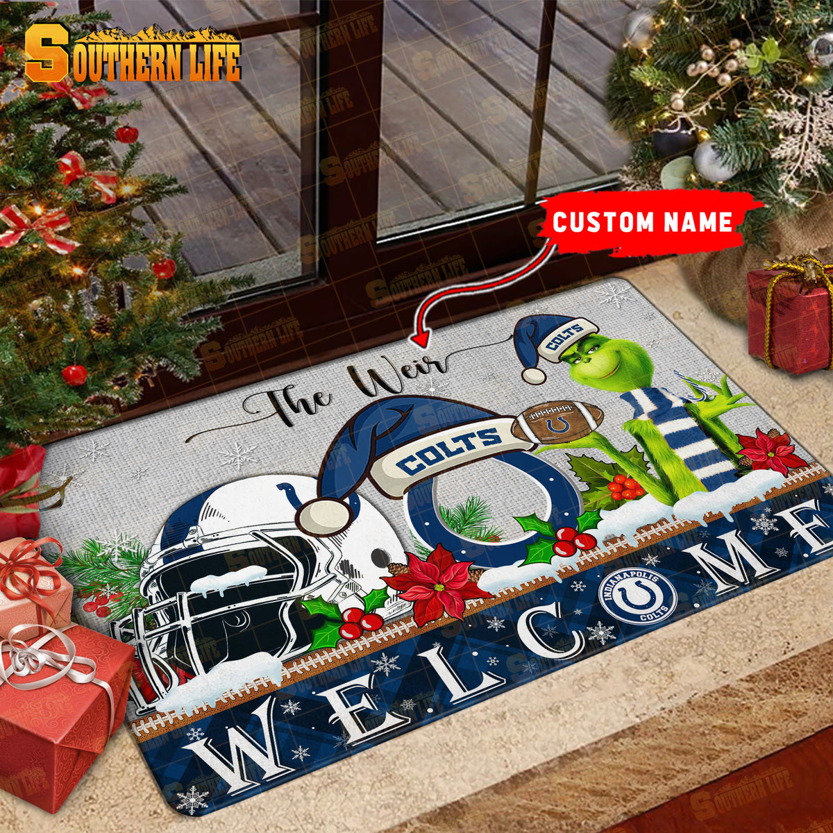 Indianapolis Colts Christmas Personalized Doormat BGDMM551
