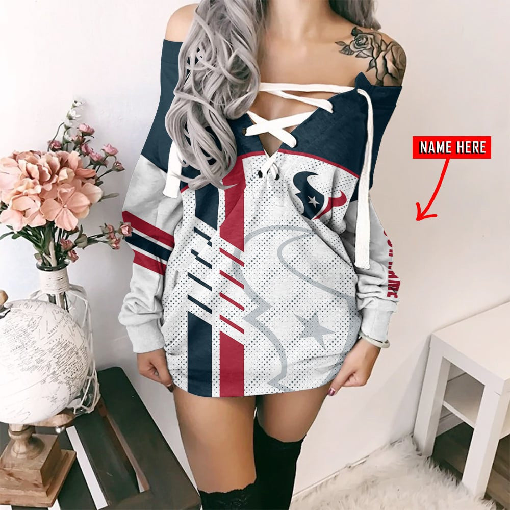Houston Texans Personalized Lace-Up Sweatshirt BGLU096