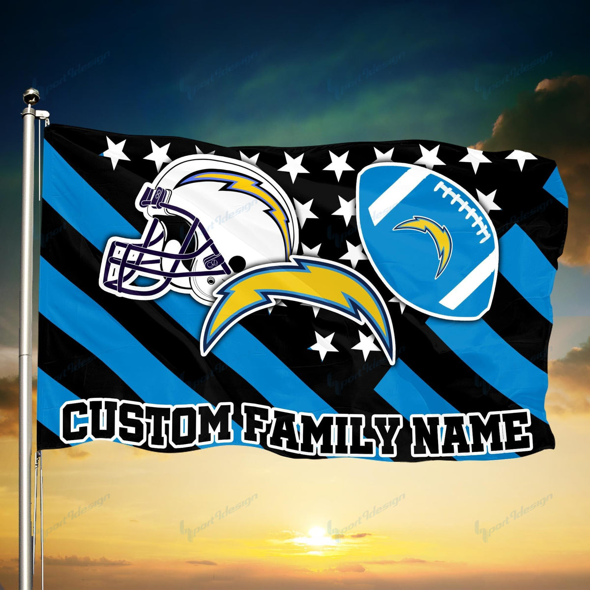 Los Angeles Chargers Personalized Flag 80