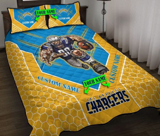 Los Angeles Chargers Personalized Quilt Set BG98