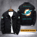 Miami Dolphins Personalized Premium Denim Jacket S9DJ020