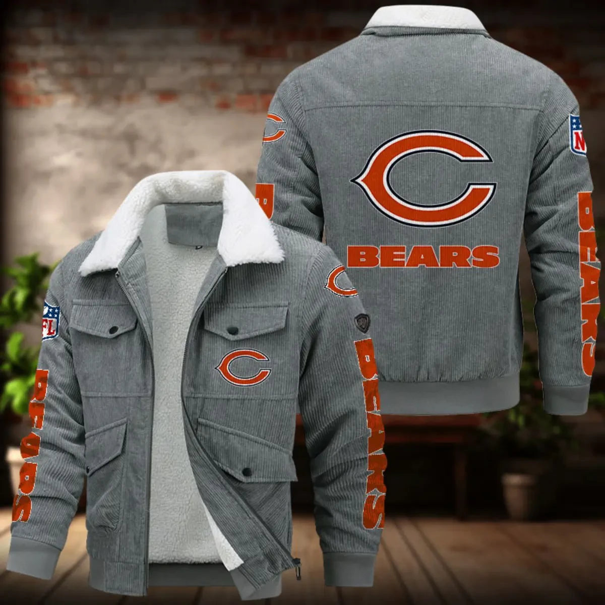 Chicago Bears Men's Thickened Corduroy Jacket ANZANZTCJ006