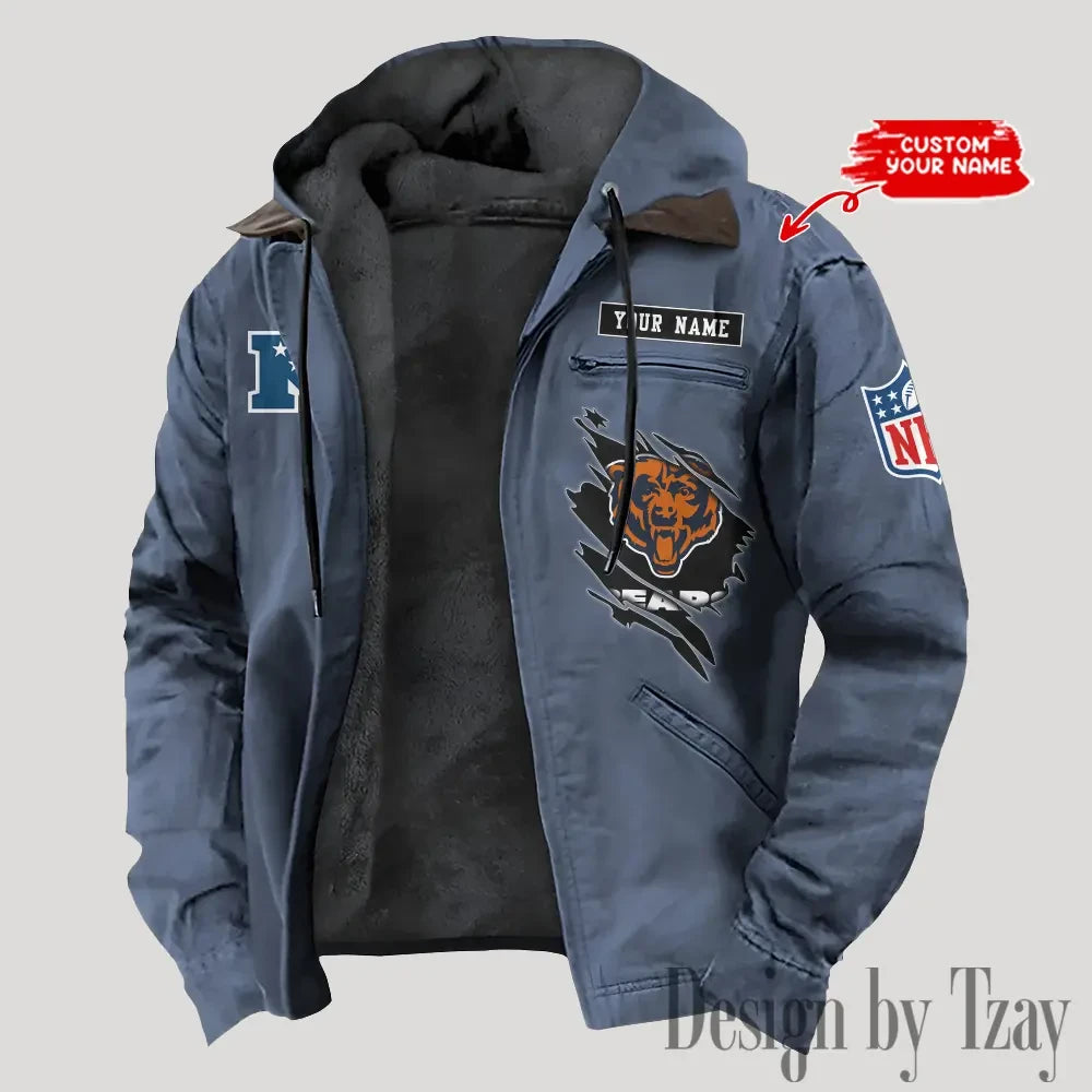 Chicago Bears Men's Casual Padded Jacket Hooded Trending 2026 SPTPJH135