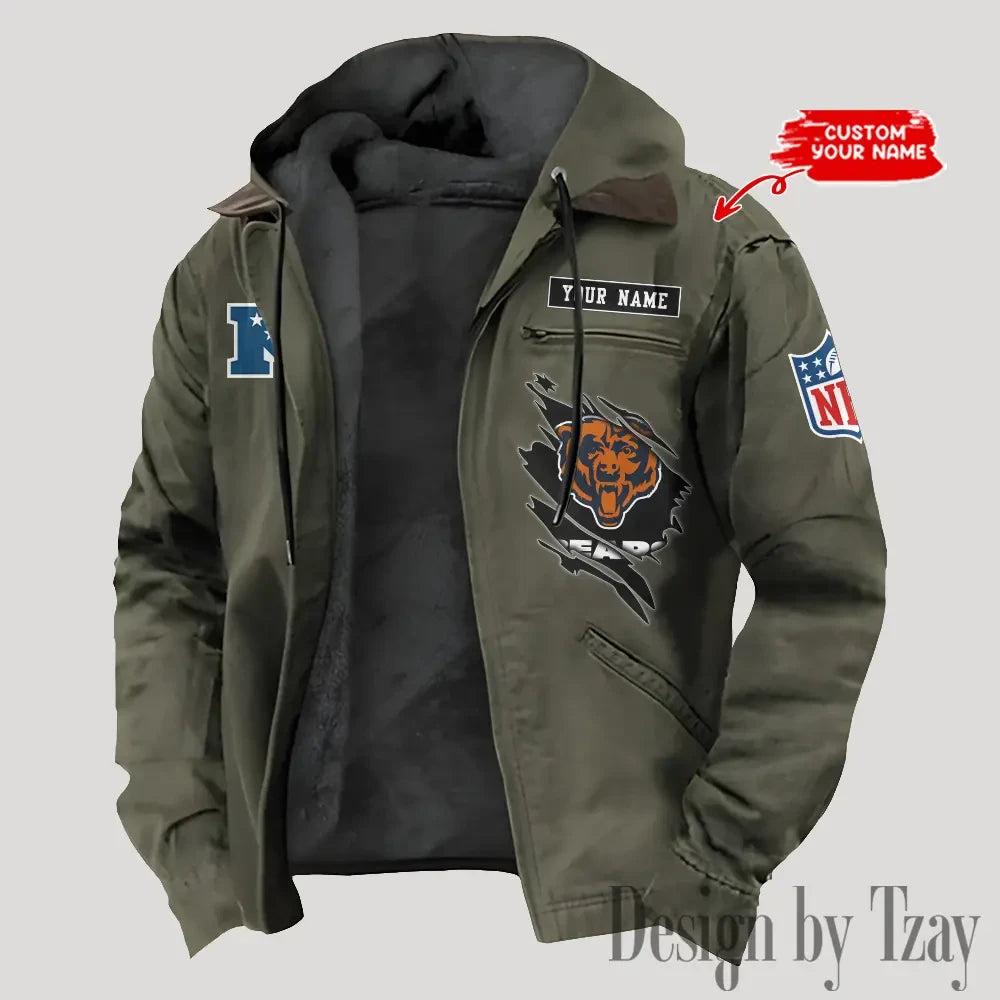 Chicago Bears Men's Casual Padded Jacket Hooded Trending 2026 SPTPJH135