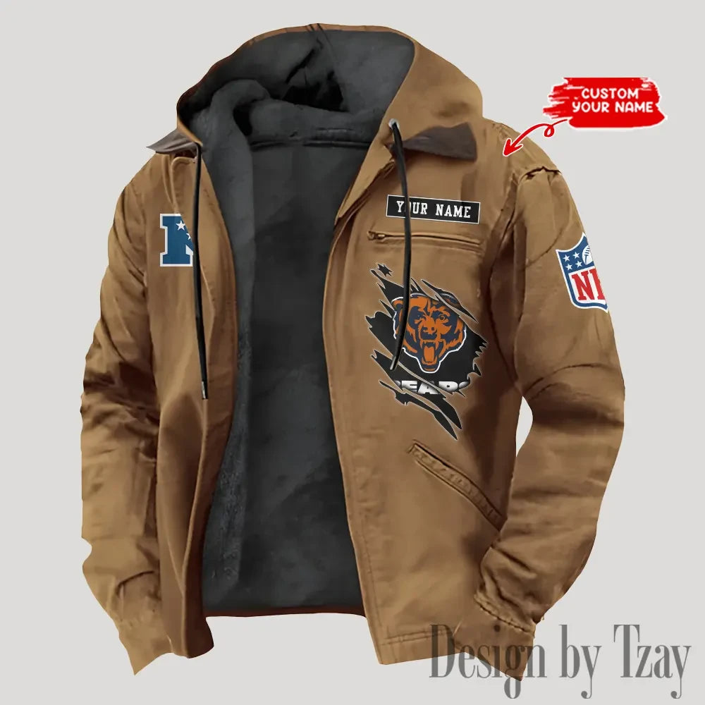 Chicago Bears Men's Casual Padded Jacket Hooded Trending 2026 SPTPJH135