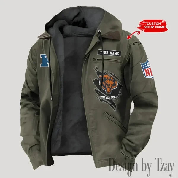 Chicago Bears Men's Casual Padded Jacket Hooded Trending 2026 SPTPJH135