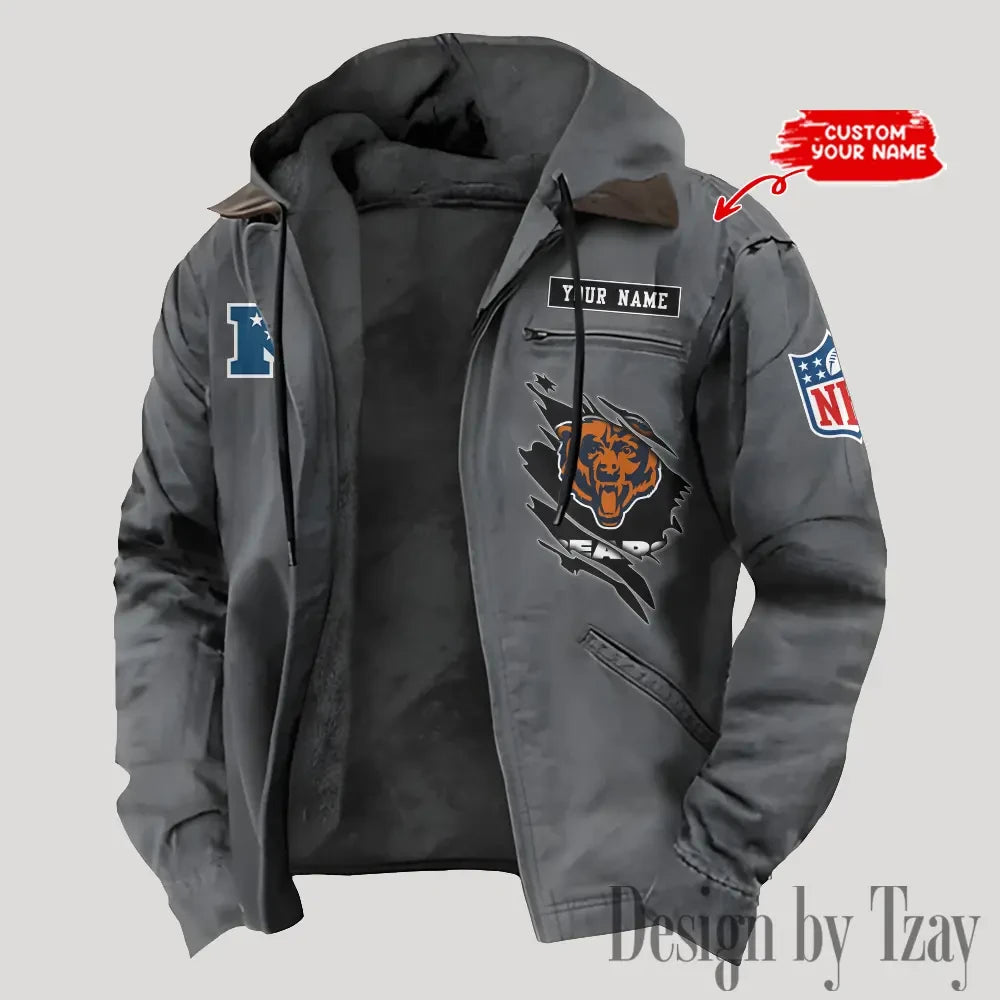 Chicago Bears Men's Casual Padded Jacket Hooded Trending 2026 SPTPJH135