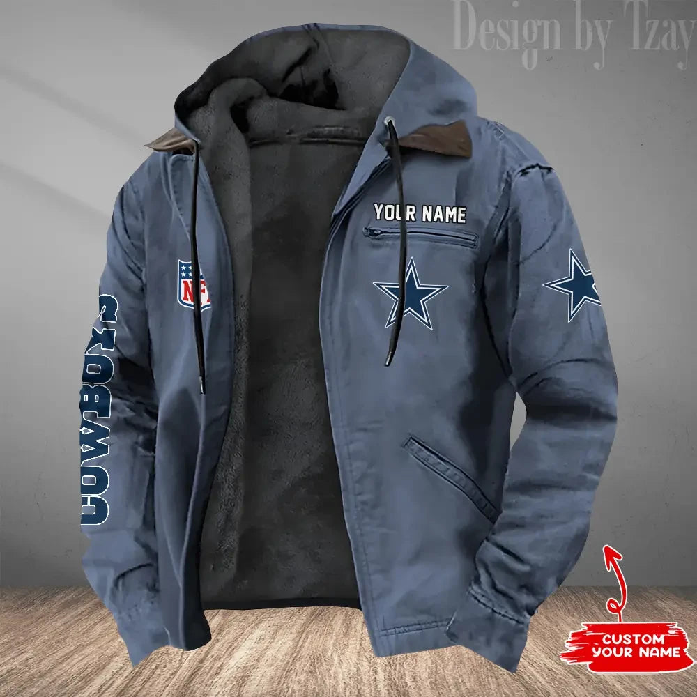 Dallas Cowboys Men's Casual Padded Jacket Hooded Trending 2026 SPTPJH074