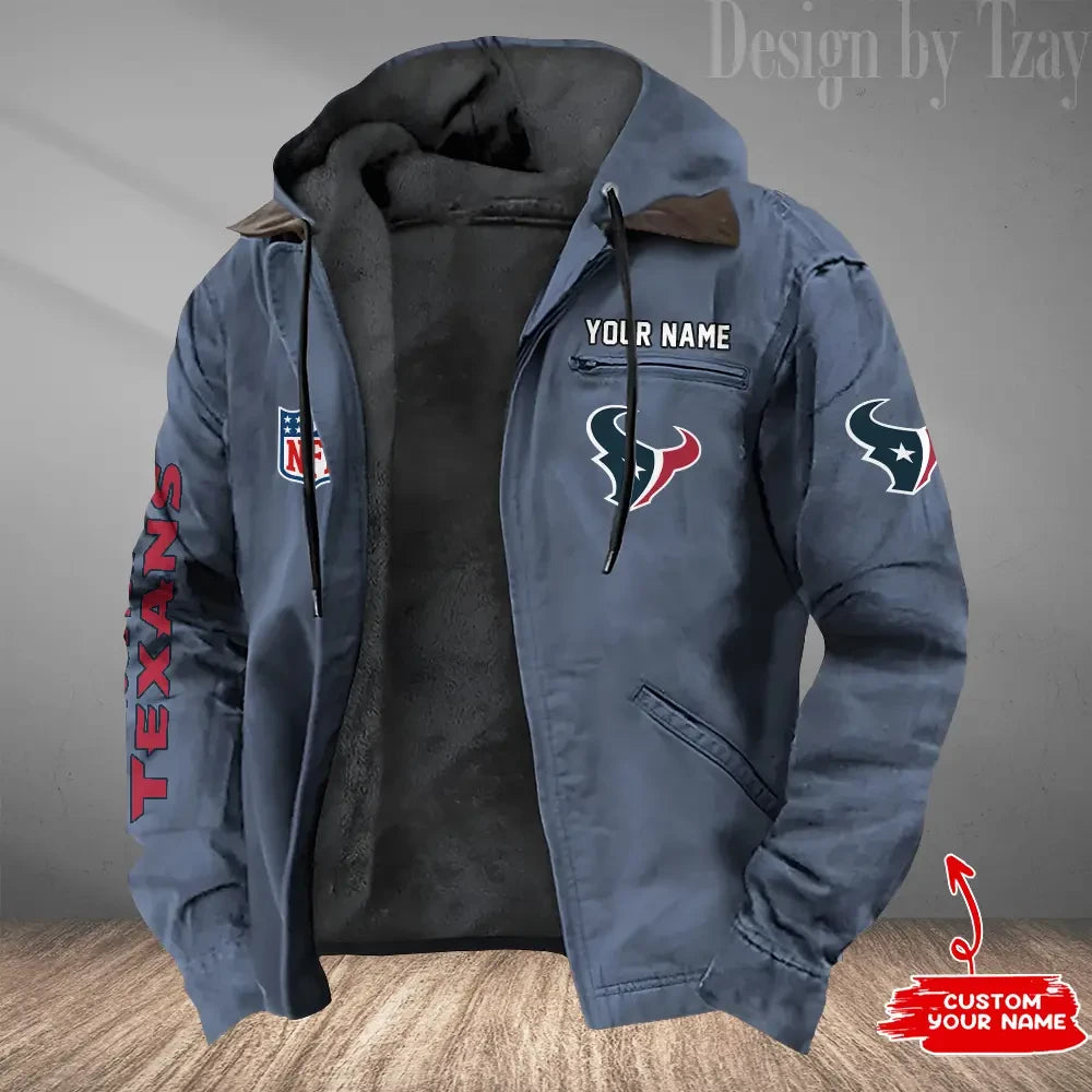 Houston Texans Men's Casual Padded Jacket Hooded Trending 2026 SPTPJH078