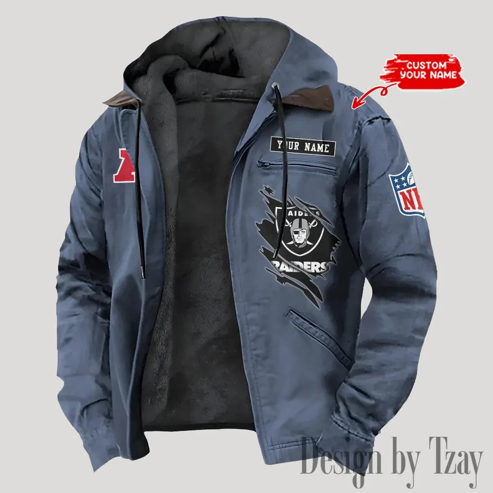 Las Vegas Raiders Men's Casual Padded Jacket Hooded Trending 2026 SPTPJH146