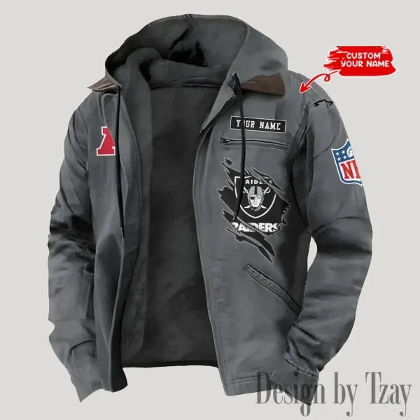 Las Vegas Raiders Men's Casual Padded Jacket Hooded Trending 2026 SPTPJH146