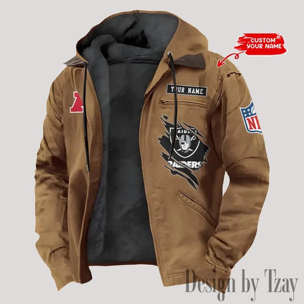 Las Vegas Raiders Men's Casual Padded Jacket Hooded Trending 2026 SPTPJH146
