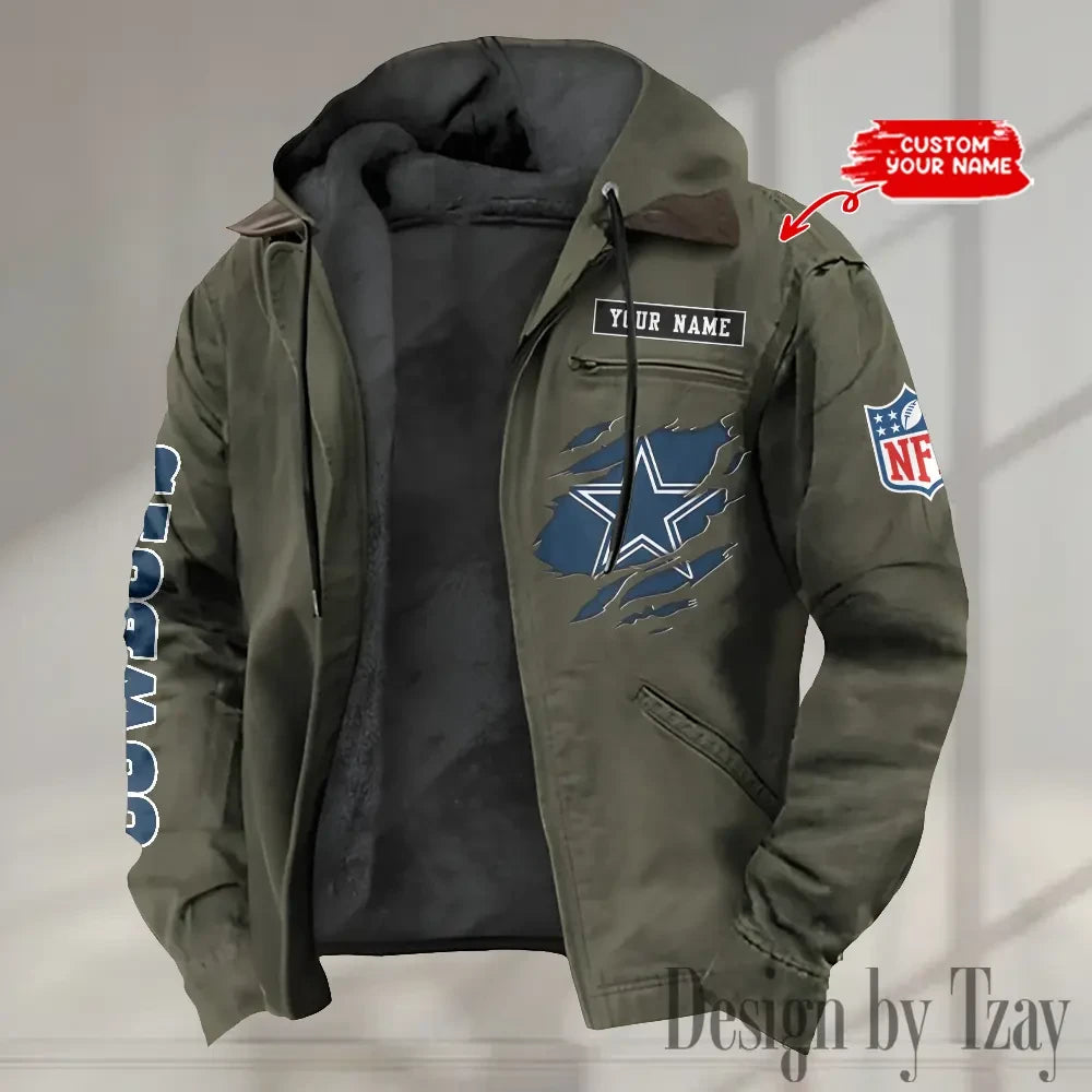 Dallas Cowboys Men's Casual Padded Jacket Hooded trending 2026 SPTPJH009
