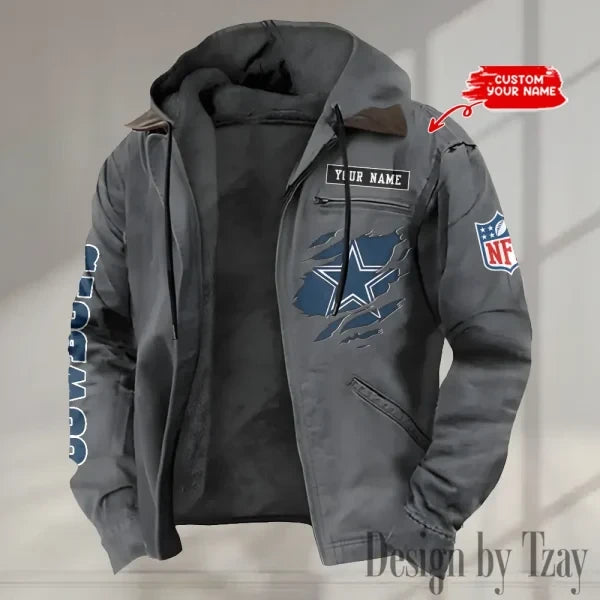 Dallas Cowboys Men's Casual Padded Jacket Hooded trending 2026 SPTPJH009