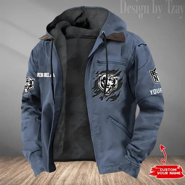 Chicago Bears Men's Casual Padded Jacket Hooded Trending 2026 SPTPJH039