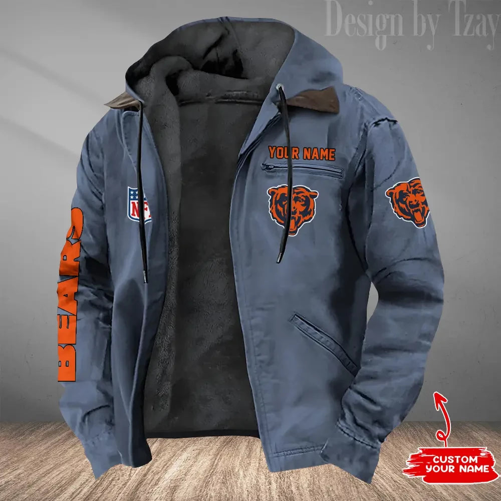 Chicago Bears Men's Casual Padded Jacket Hooded Trending 2026 SPTPJH071