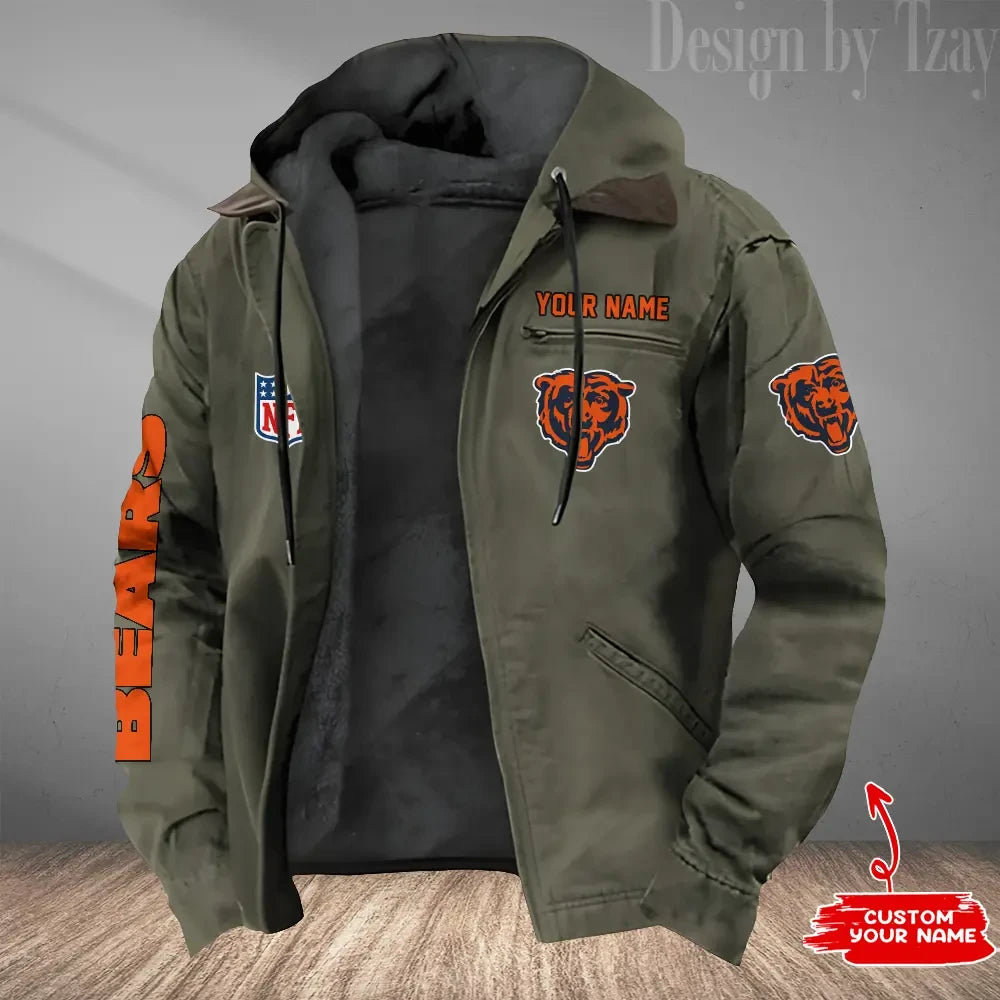 Chicago Bears Men's Casual Padded Jacket Hooded Trending 2026 SPTPJH071