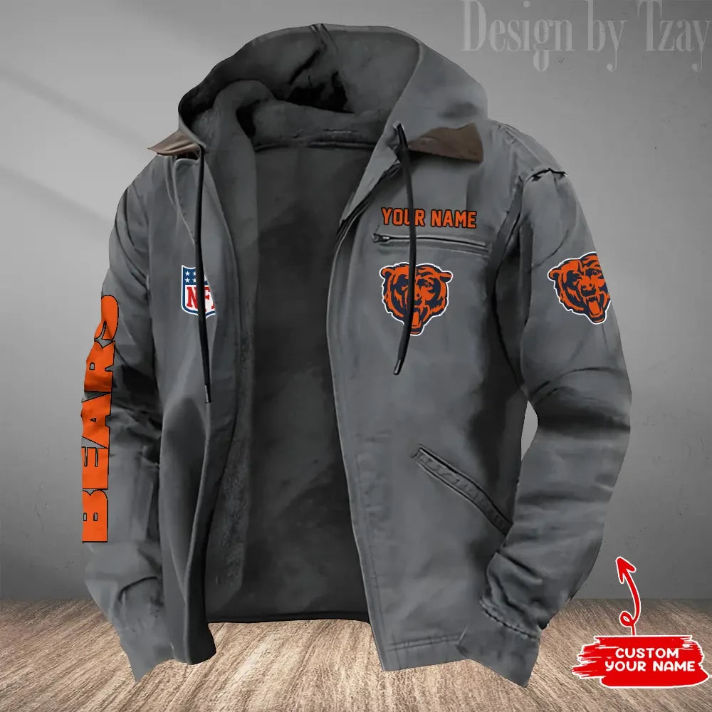 Chicago Bears Men's Casual Padded Jacket Hooded Trending 2026 SPTPJH071