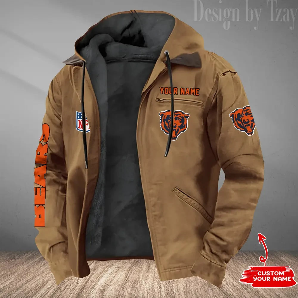 Chicago Bears Men's Casual Padded Jacket Hooded Trending 2026 SPTPJH071
