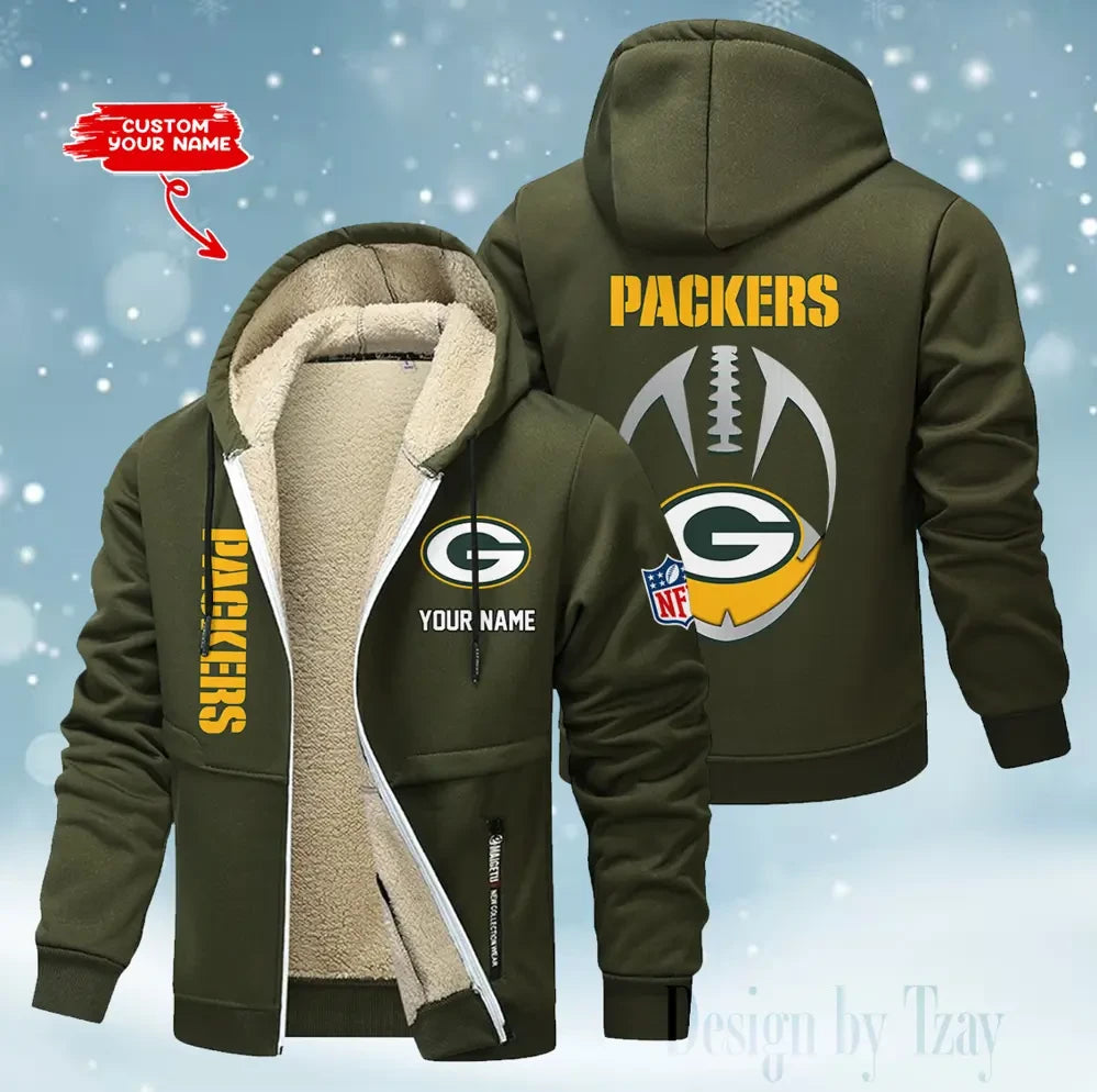 Green Bay Packers Hoodies Zip Velvet Coat AANZTZH110