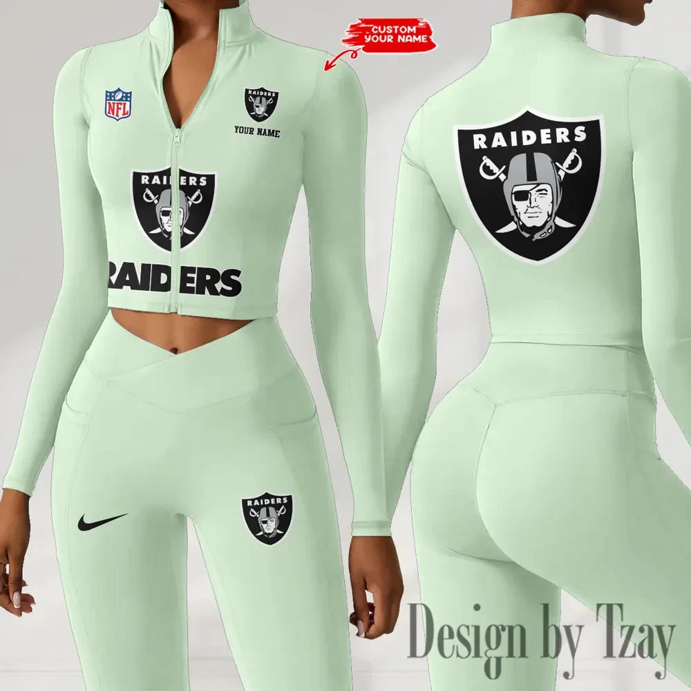 Las Vegas Raiders Zipper Sports Top Women Gym Long Sleeve for Fitness SPTZSTW049
