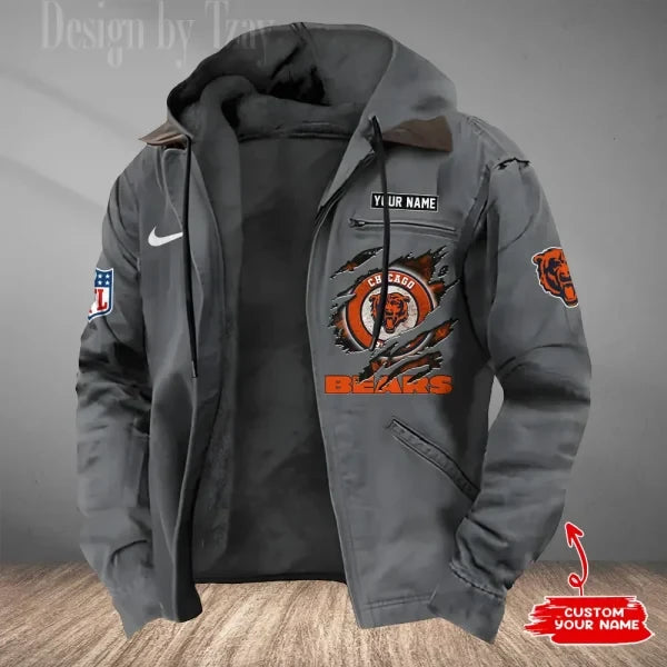 Chicago Bears Men's Casual Padded Jacket Hooded Trending 2026 SPTPJH167